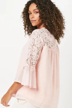 Dobby Lace Yoke Blouse