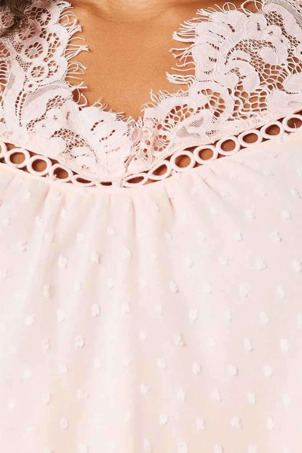 Dobby Lace Yoke Blouse