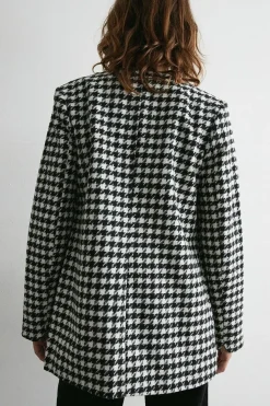 Dogstooth Tweed Long Line Jacket