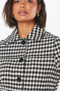 Dogtooth Wool Short Coat