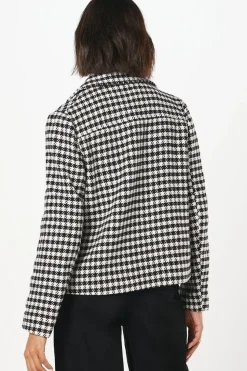 Dogtooth Wool Short Coat