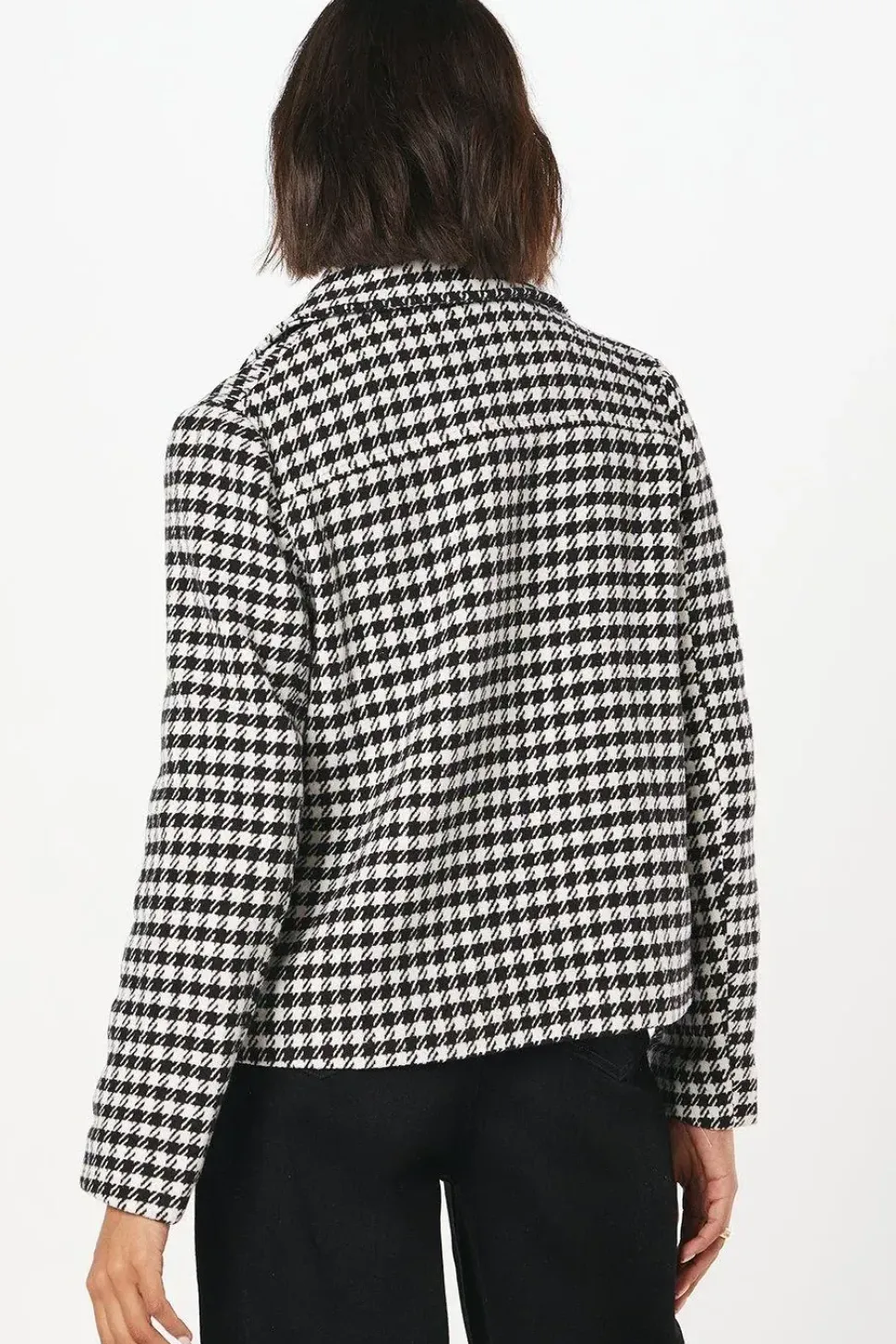 Dogtooth Wool Short Coat