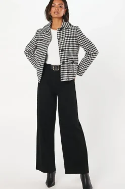 Dogtooth Wool Short Coat