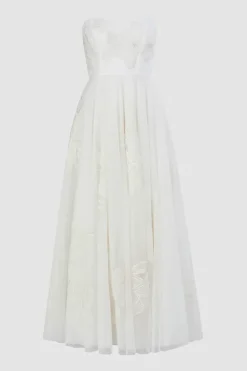 Donna Embroidered Bandeau Bridal Maxi Dress