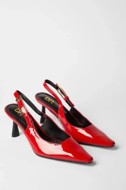 Donna Mid Block Heel Pointed Slingback Court Shoes