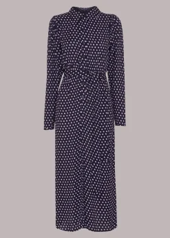 Dotted Spot Print Shirt Dress-
