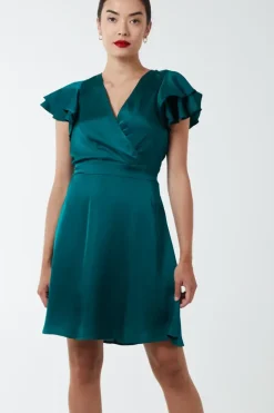 Double Angel Sleeve Wrap Dress