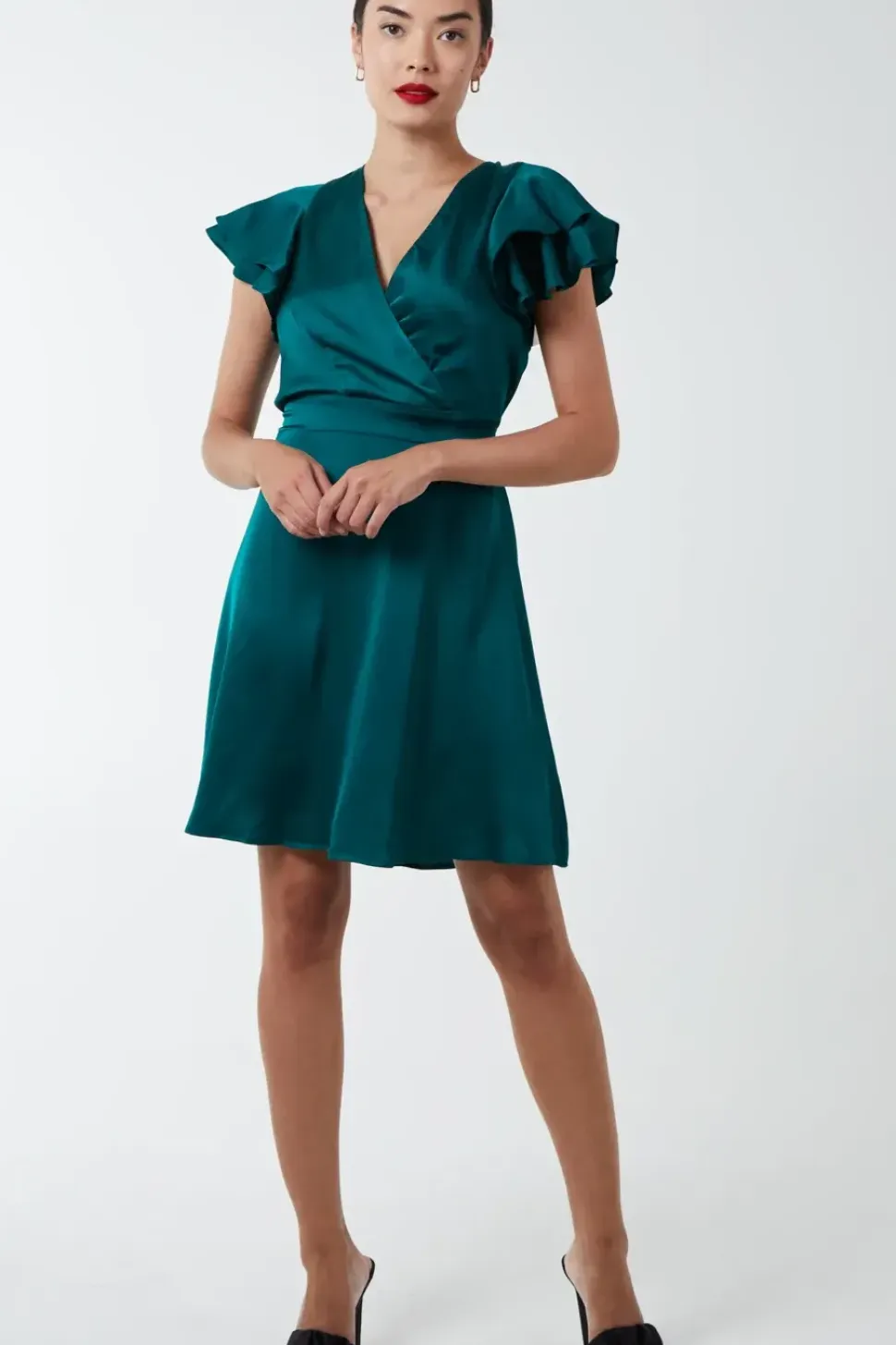 Double Angel Sleeve Wrap Dress