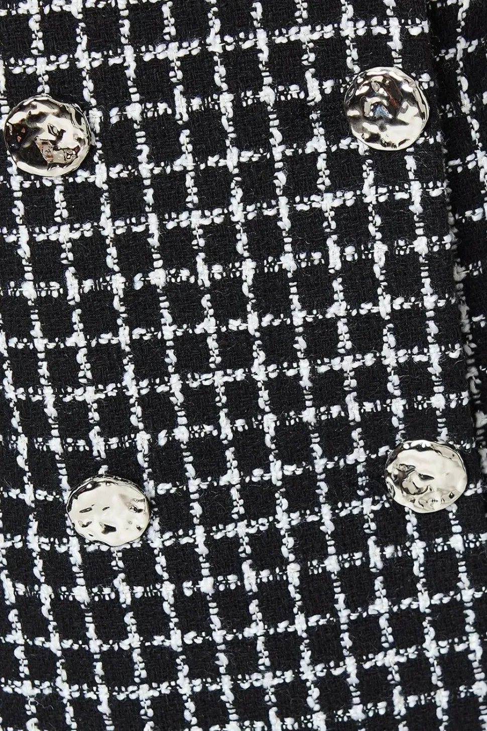 Double Breasted Boucle Check Shift Dress