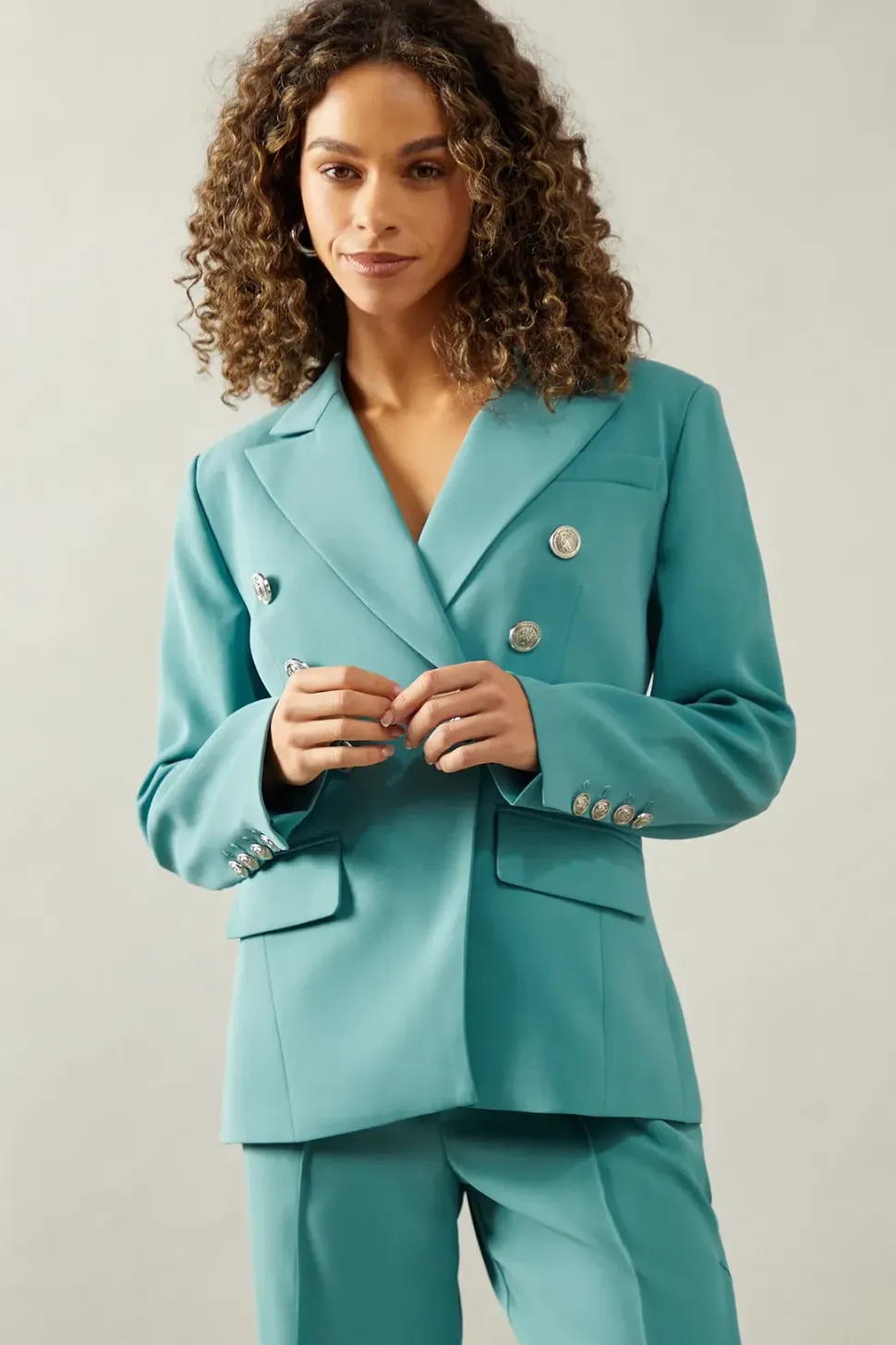 Double Breasted Button Detail Blazer
