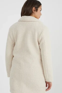 Double Breasted Longline Faux Fur Jacket