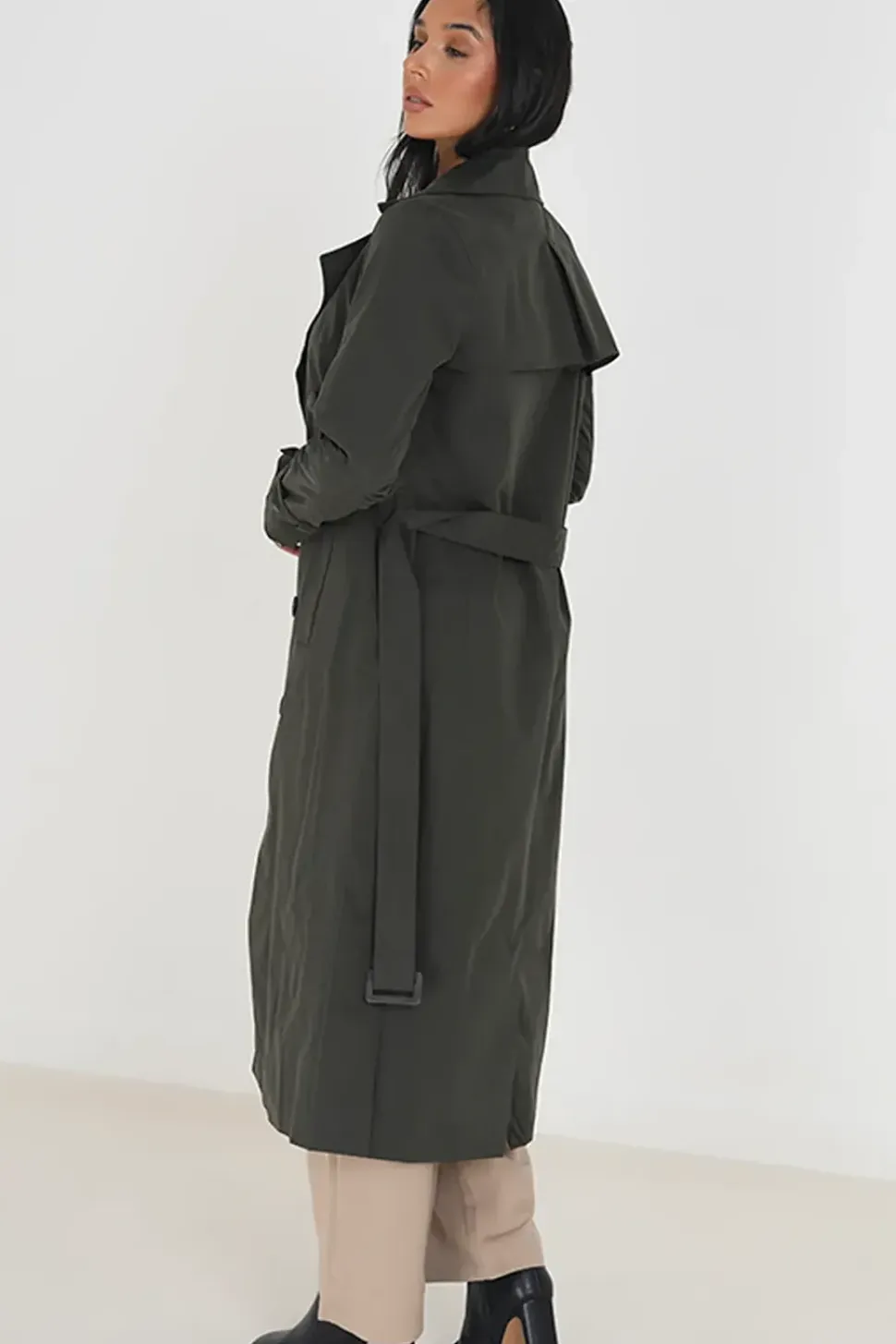 Double-Breasted Longline Trench Coat