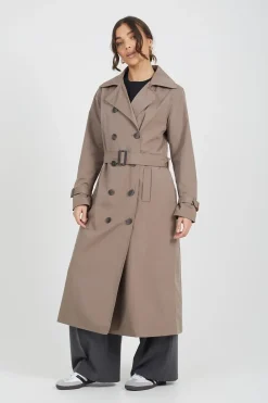 Double-Breasted Longline Trench Coat