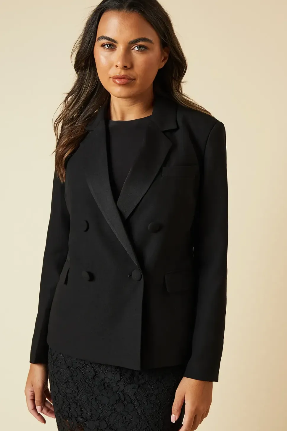 Double Breasted Satin Blazer