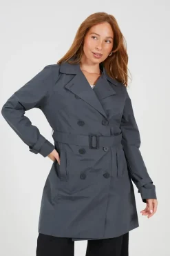 Double Breasted Short Trench Coat