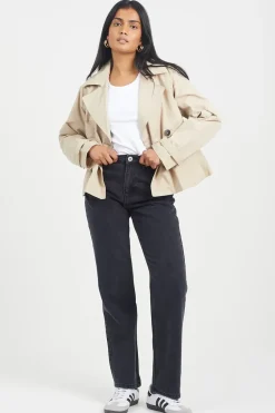 Double Breasted Short Trench Coat