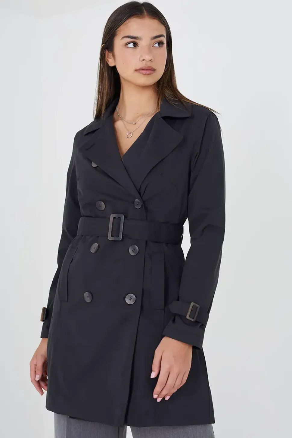 Double Breasted Short Trench Coat