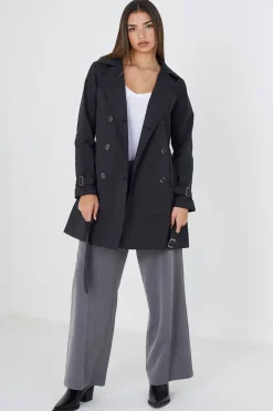 Double Breasted Short Trench Coat