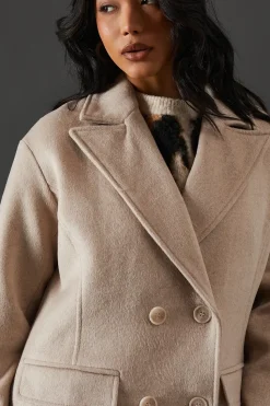 Double Breasted Wool Blend Maxi Coat