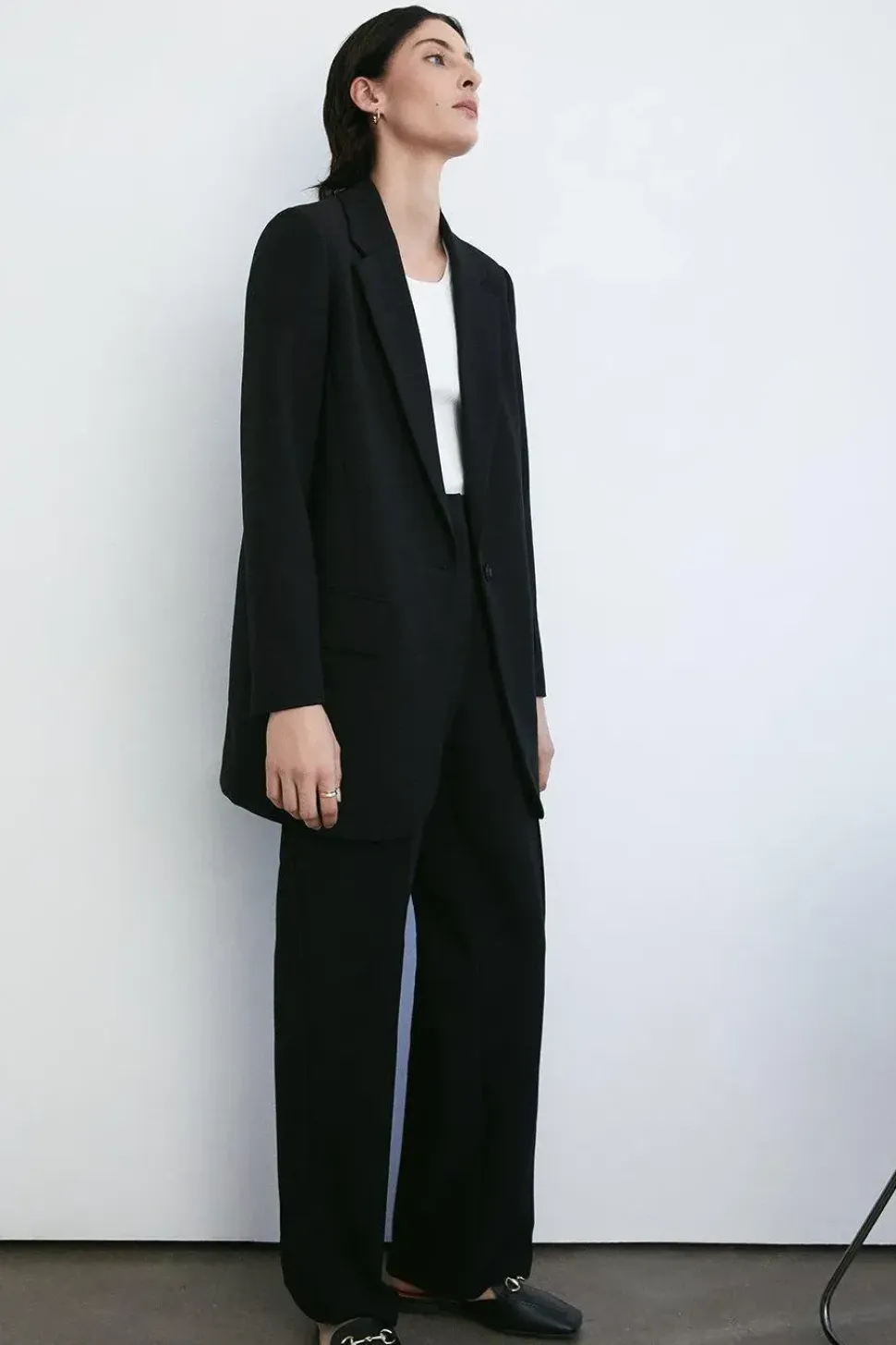 Double Crepe Longline Single Breasted Blazer
