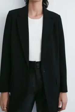 Double Crepe Longline Single Breasted Blazer