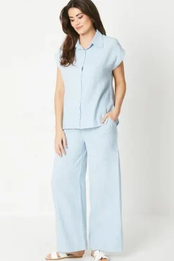 Double Gauze Wide Leg Trouser