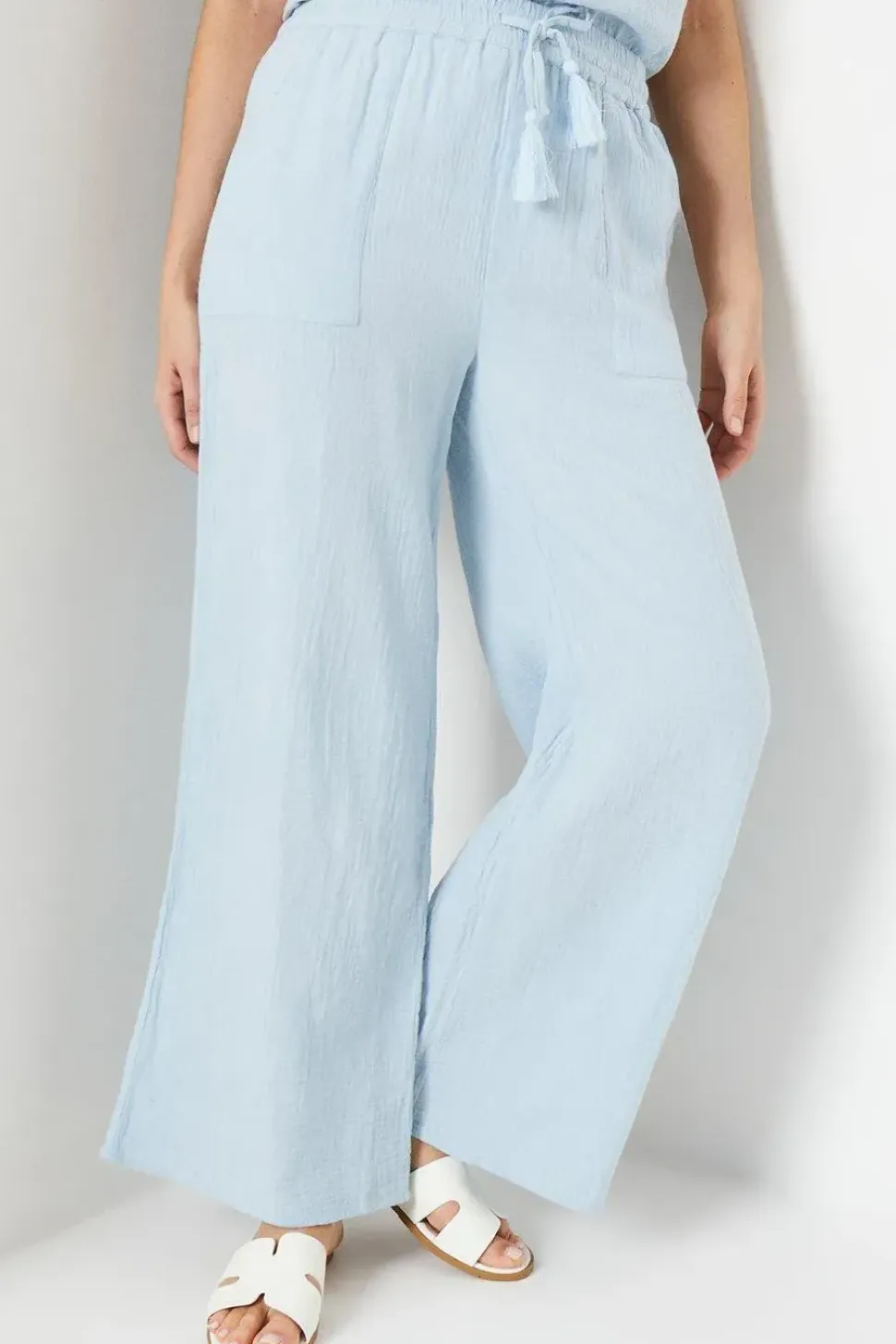 Double Gauze Wide Leg Trouser