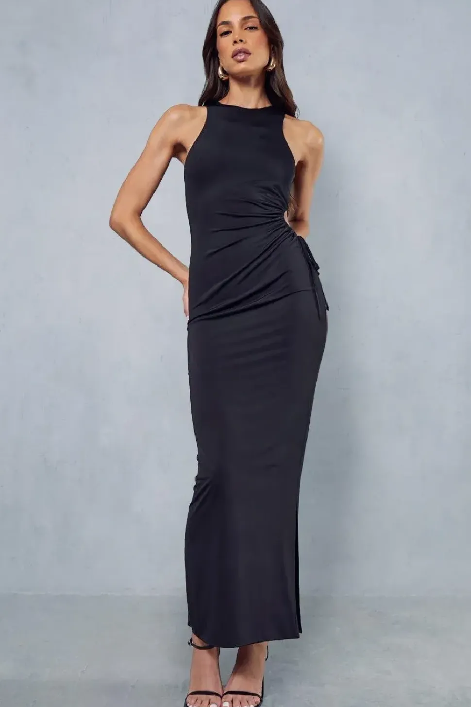Double Layer Cut Out Side Racer Maxi Dress