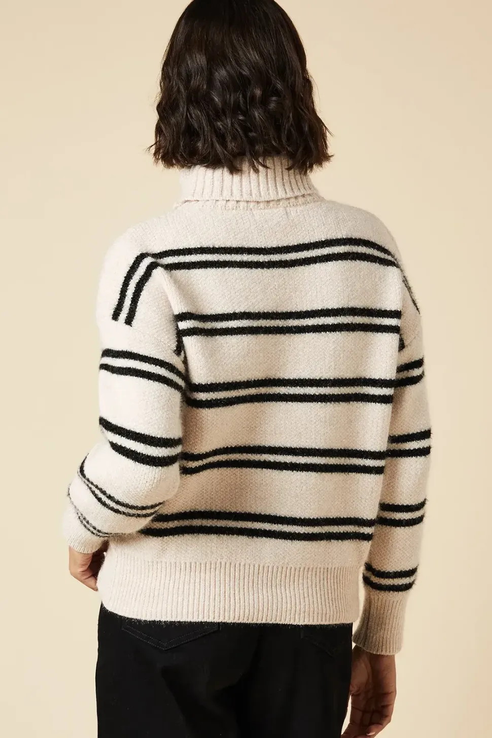 Double Stripe Roll Neck Jumper