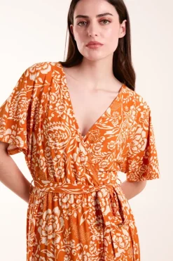 Double V Midi Dress With Tassel Tie