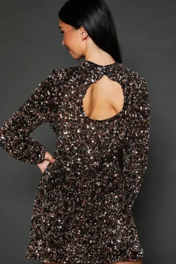 Dp Luxe Bronze Multi Sequin Mini Dress