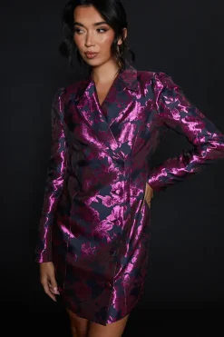 Dp Luxe Pink Jacquard Tux Dress