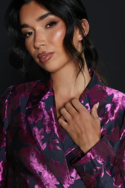 Dp Luxe Pink Jacquard Tux Dress
