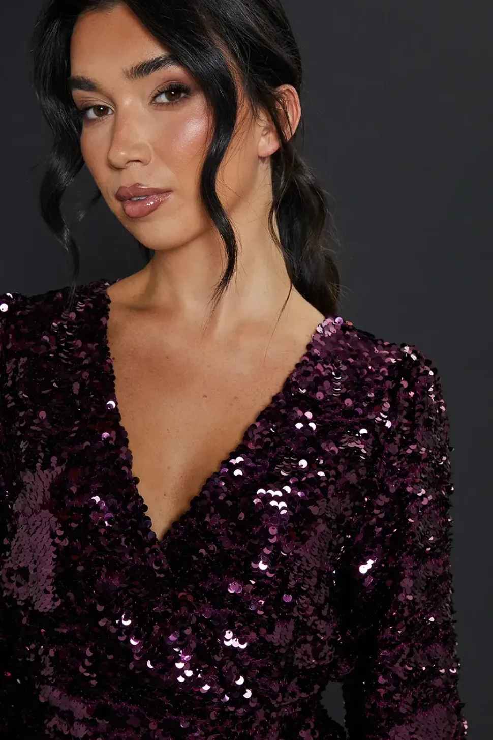 DP Luxe Sequin Wrap Mini Dress
