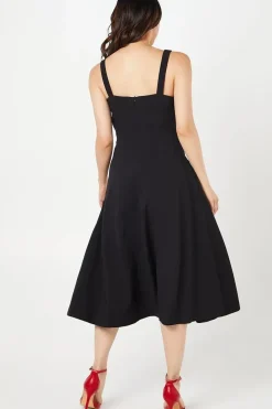 Drape Bodice Fluid Skirt Crepe Wedding Guest Dress