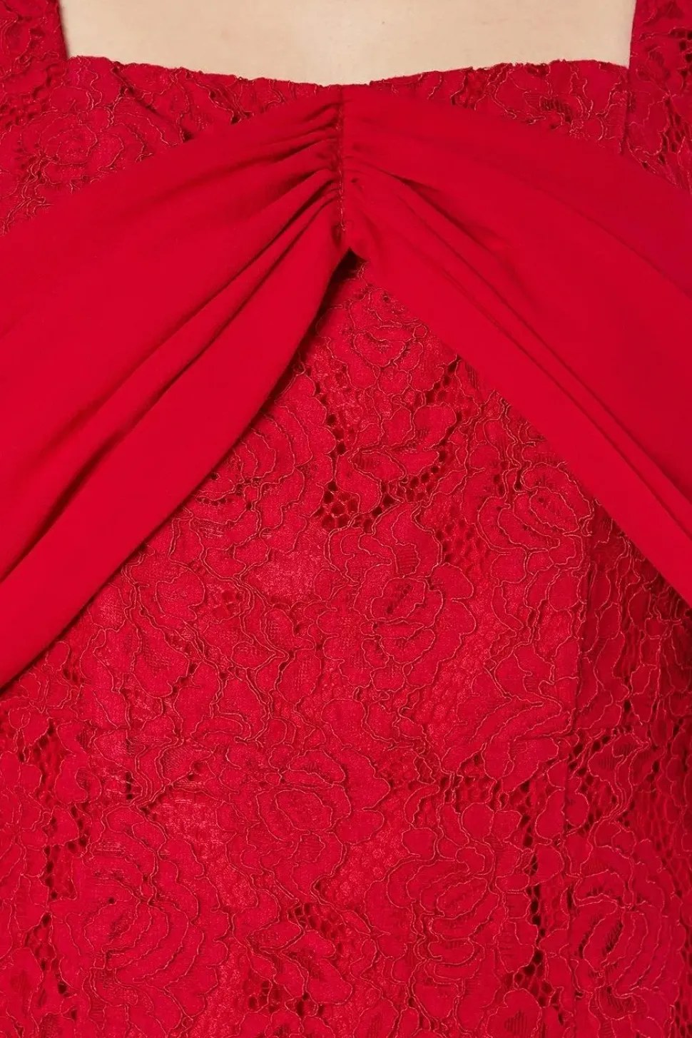 Drape Bow Detail Lace Pencil Dress
