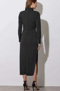 Draped Front Embellished Maxi Dress