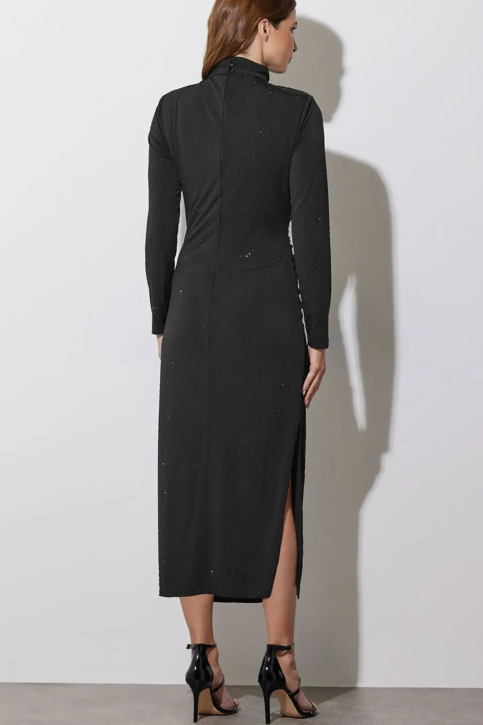 Draped Front Embellished Maxi Dress