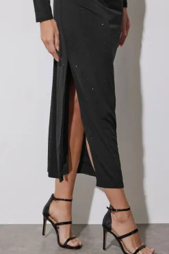 Draped Front Embellished Maxi Dress