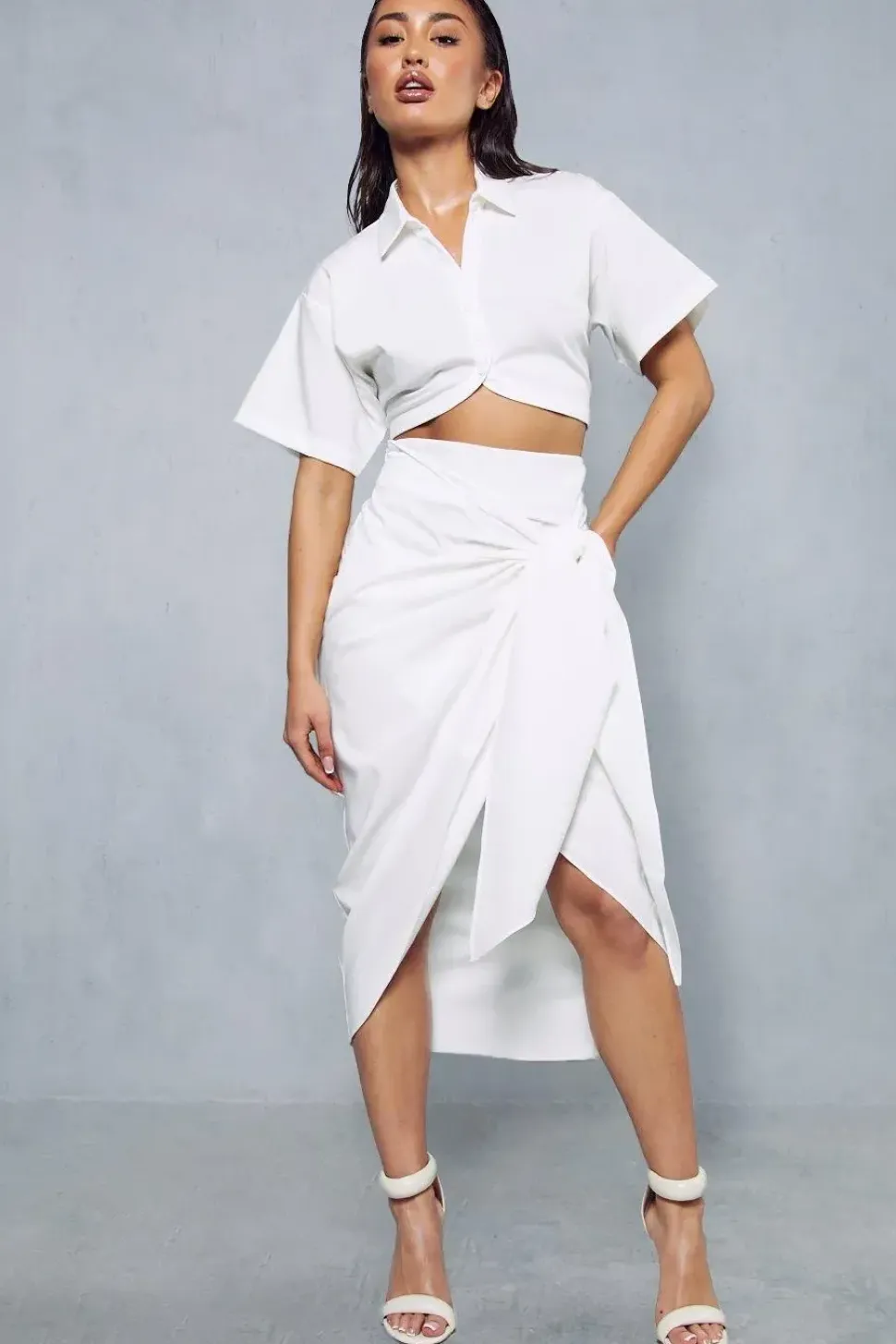 Draped Tie Midi Skirt