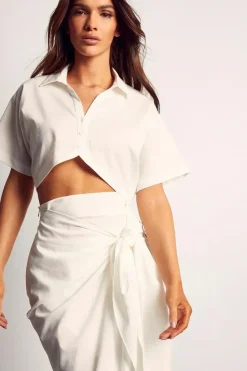 Draped Tie Midi Skirt