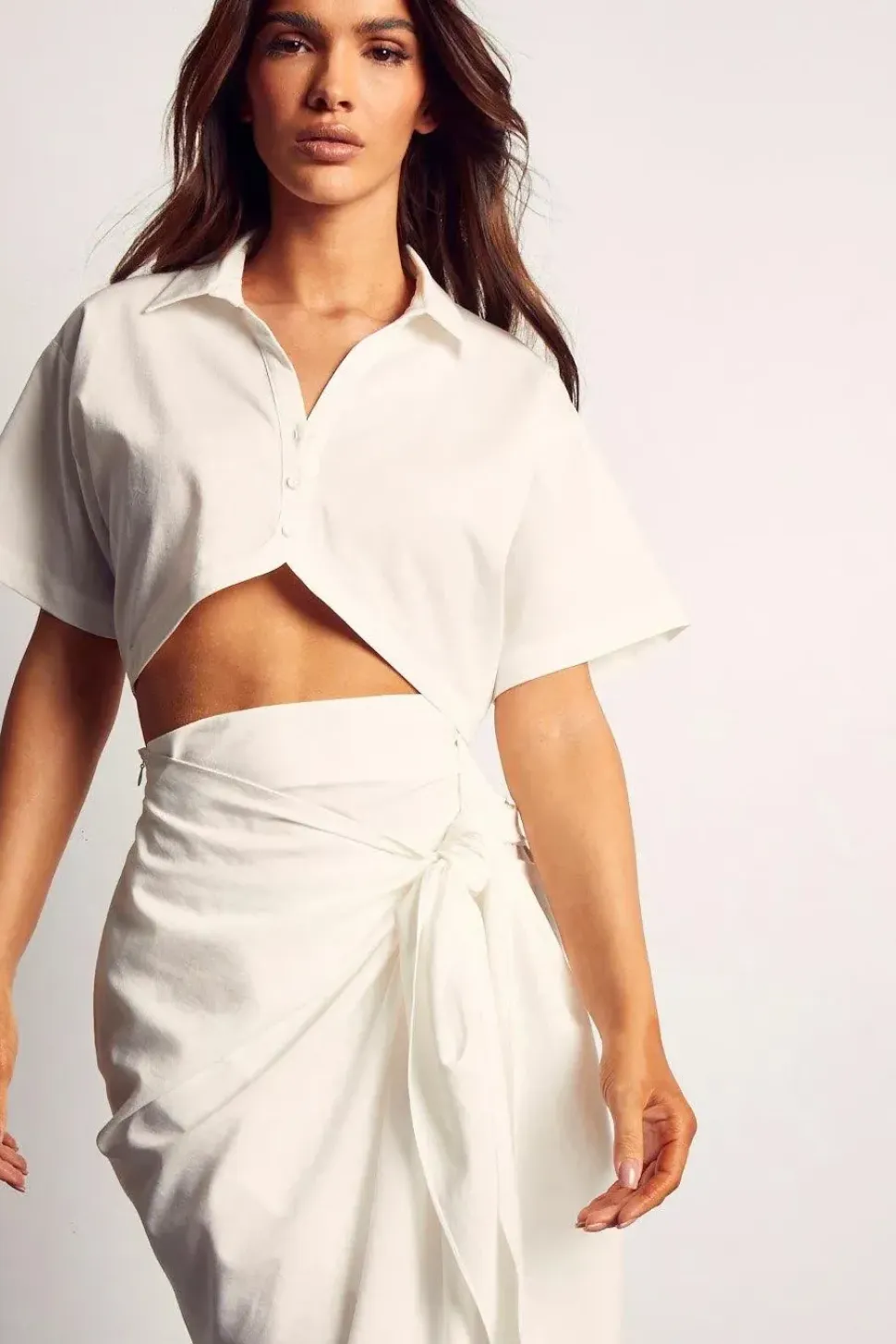 Draped Tie Midi Skirt