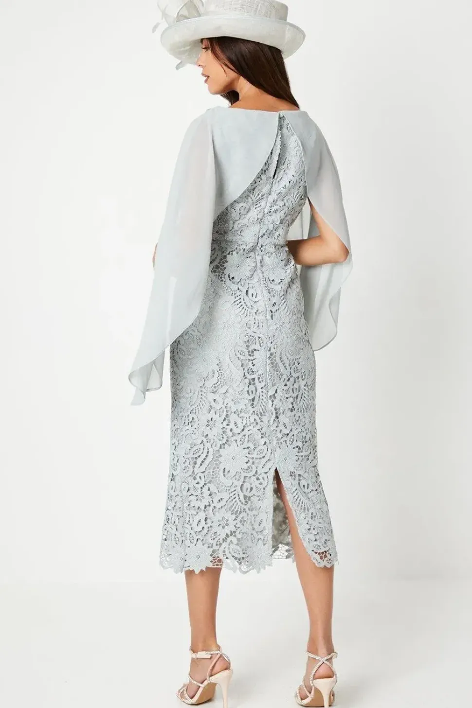 Drape Overlay Lace Pencil Dress