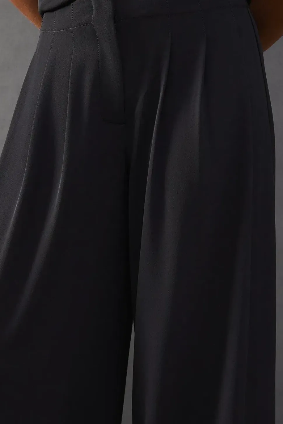 Drape Pleat Detail Wide Leg Trouser