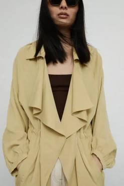 Drawcord Waist Duster Jacket