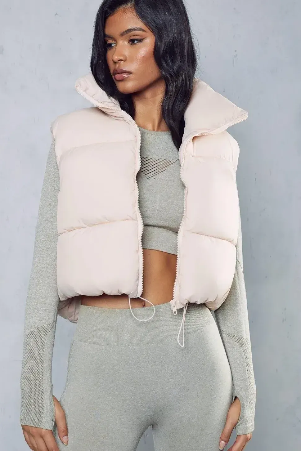 Drawstring Detail Cropped Gilet