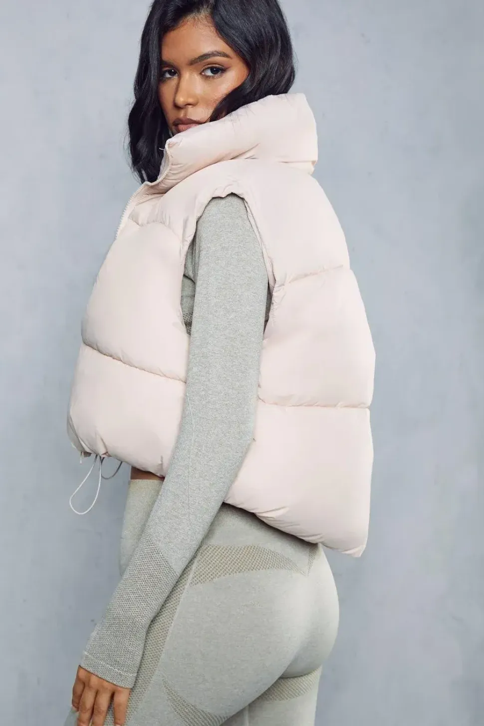 Drawstring Detail Cropped Gilet