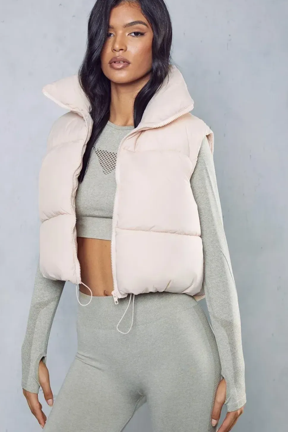 Drawstring Detail Cropped Gilet