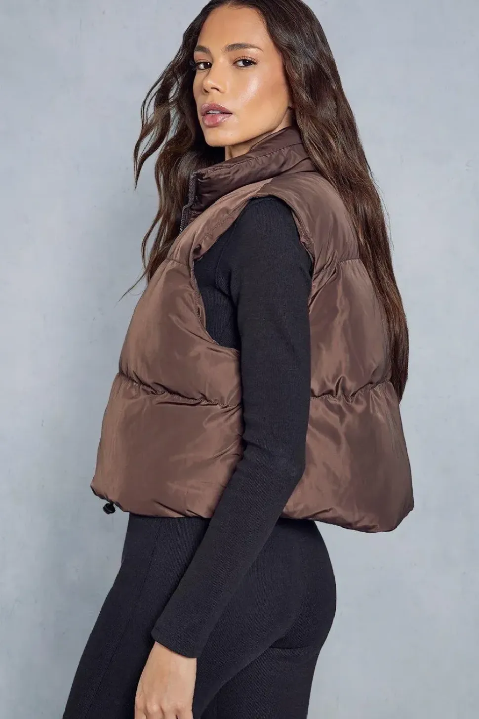Drawstring Detail Cropped Gilet