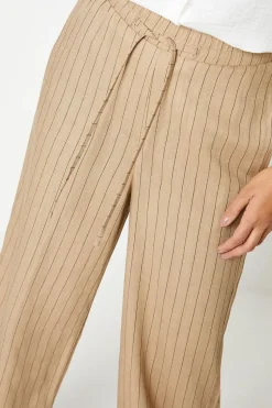 Drawstring Tie Waist Wide Leg Trouser